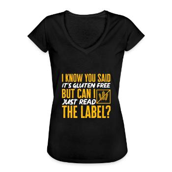 Sans gluten Intolérance au gluten - T-shirt vintage Femme - noir - Devant - Danielle (179cm)