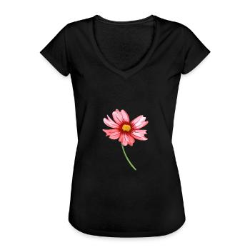 Blume - Frauen Vintage T-Shirt - Schwarz - Vorne - Danielle (179cm)