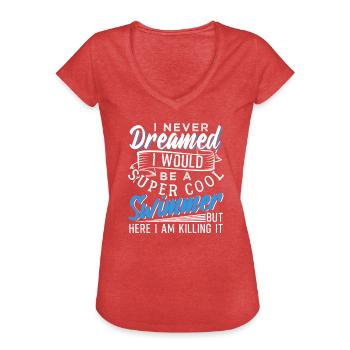 Schwimmen - Frauen Vintage T-Shirt - Rot meliert - Vorne - Danielle (179cm)