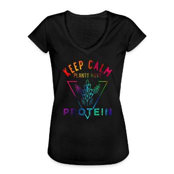 Vegan - T-shirt vintage Femme - noir - Devant - Danielle (179cm)