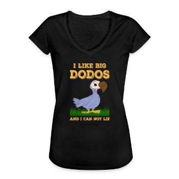 Dodo Vogel - I Like Big Dodos - Frauen Vintage T-Shirt - Schwarz - Vorne - Danielle (179cm)