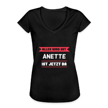 Anette Name Design für stolze Anettes - Frauen Vintage T-Shirt - Schwarz - Vorne