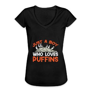 puffin puffin auke birds Lunde - Women's Vintage T-Shirt - black - Front - Danielle (179cm)