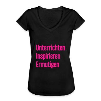 Enseigner, inspirer, encourager - T-shirt vintage Femme - noir - Devant - Danielle (179cm)