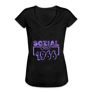 Sozial 1966 - Frauen Vintage T-Shirt - Schwarz - Vorne - Danielle (179cm)