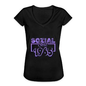 Travailleur social 1965 - T-shirt vintage Femme - noir - Devant - Danielle (179cm)