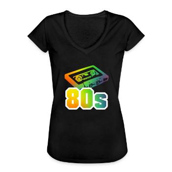 80er Jahre - 80er Party Kassette - Frauen Vintage T-Shirt - Schwarz - Vorne