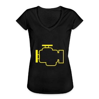 Kontrollleuchte Störung am Motor Abgasanlage Auto - Frauen Vintage T-Shirt - Schwarz - Vorne - Danielle (179cm)