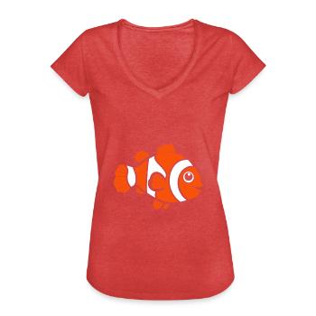 Poisson clown - T-shirt vintage Femme - rouge chiné - Devant - Danielle (179cm)
