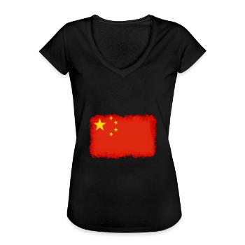 République populaire de Chine - T-shirt vintage Femme - noir - Devant - Danielle (179cm)