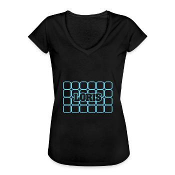 Nom homme Loris - T-shirt vintage Femme - noir - Devant - Danielle (179cm)