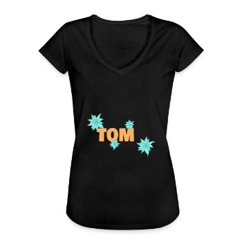 Prénom Tom - T-shirt vintage Femme - noir - Devant - Danielle (179cm)
