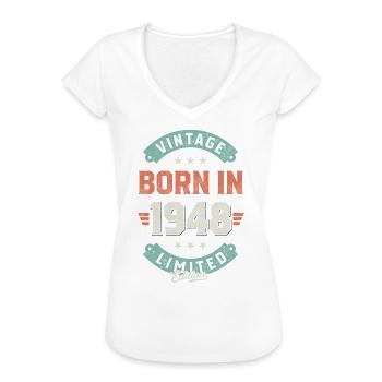 Vintage born in 1948 - Women's Vintage T-Shirt - black - Front - Danielle (179cm)