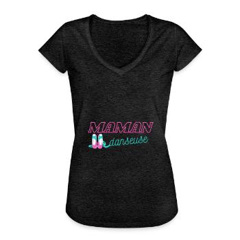 Maman danseuse ballerine - T-shirt vintage Femme - charbon - Devant - Danielle (179cm)