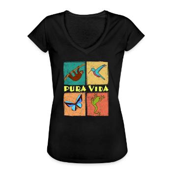 Pura Vida - Frauen Vintage T-Shirt - Schwarz - Vorne