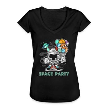 Weltraum Party | lustige Bilder, Luftballon - Frauen Vintage T-Shirt - Schwarz - Vorne - Danielle (179cm)