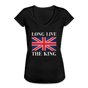 Es lebe der König - Frauen Vintage T-Shirt - Schwarz - Vorne - Danielle (179cm)