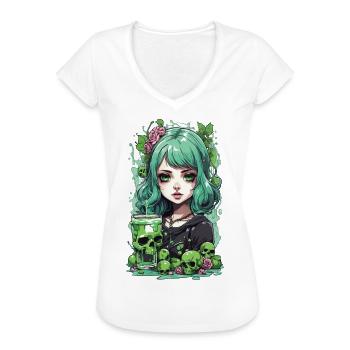 Gothic Poison Girl Anime Cocktail Mystik Design - Frauen Vintage T-Shirt - Schwarz - Vorne - Danielle (179cm)