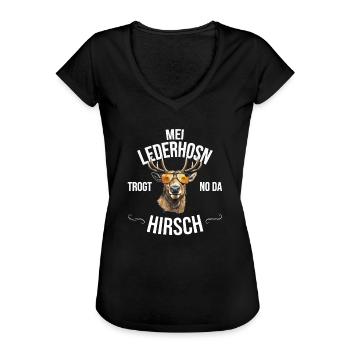 Trachten Bayrischer Dialekt Hirsch - Frauen Vintage T-Shirt - Schwarz - Vorne