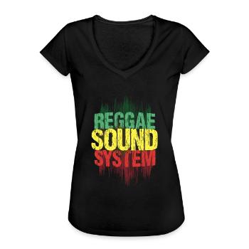 Reggae Sound System - Musique Jamaïque - T-shirt vintage Femme - noir - Devant - Danielle (179cm)