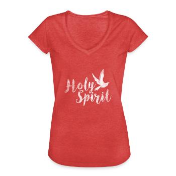 Holy Spirit Saint- Don De Colombe - T-shirt vintage Femme - rouge chiné - Devant - Danielle (179cm)