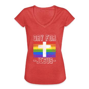 Gay Pour Jésus LGBT Drapeau Foi - T-shirt vintage Femme - rouge chiné - Devant - Danielle (179cm)