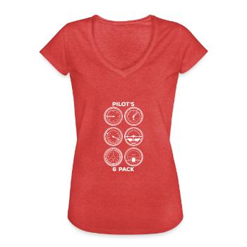 Pilots 6 Pack Six Pack Gift Airplane Shirt - Women's Vintage T-Shirt - heather red - Front - Danielle (179cm)