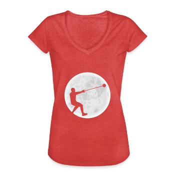 Moon Hammer Throw Shirt Cadeau - T-shirt vintage Femme - rouge chiné - Devant - Danielle (179cm)