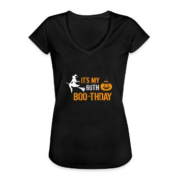 C’est ma 60ème chemise Boo-Thday Halloween - T-shirt vintage Femme - noir - Devant - Danielle (179cm)
