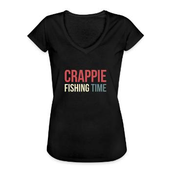 Crappie Fishing Time Chemise Cadeau - T-shirt vintage Femme - noir - Devant - Danielle (179cm)