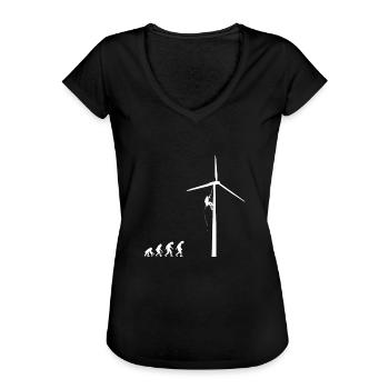 Evolution Windrad Windenergie Shirt Geschenk - Frauen Vintage T-Shirt - Schwarz - Vorne - Danielle (179cm)