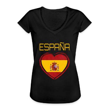 Spanien Flagge Souvenir T-Shirt - Frauen Vintage T-Shirt - Schwarz - Vorne