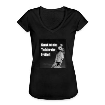 Schiller Zitat | Kunst Tochter Freiheit | Dichter - Frauen Vintage T-Shirt - Schwarz - Vorne - Danielle (179cm)