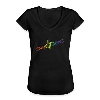 DNA Helix Rainbow Genetics Archery Colorful - Women's Vintage T-Shirt - black - Front - Danielle (179cm)