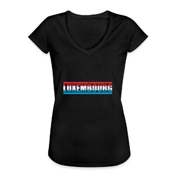 Luxembourg - T-shirt vintage Femme - noir - Devant - Danielle (179cm)