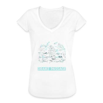 Strait Antarctica Expedition - Women's Vintage T-Shirt - vintage denim - Front - Danielle (179cm)