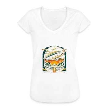 Luftschiff Zeppelin - Frauen Vintage T-Shirt - Vintage Denim - Vorne - Danielle (179cm)