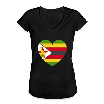 Zimbabwe Drapeau Pays Nationalité Zimbabwe - T-shirt vintage Femme - noir - Devant - Danielle (179cm)