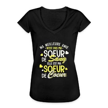 ma meilleure amie est ma soeur de coeur - T-shirt vintage Femme - noir - Devant - Danielle (179cm)