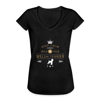 Welsh Terrier Shirt - Women's Vintage T-Shirt - black - Front - Danielle (179cm)