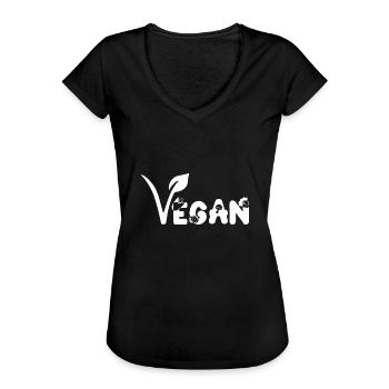 Vegan Veganer Veganerin Pro Veggie White Weiß - Frauen Vintage T-Shirt - Schwarz - Vorne