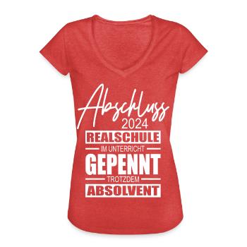 Abschluss 2024 Realschule - Frauen Vintage T-Shirt - Rot meliert - Vorne - Danielle (179cm)