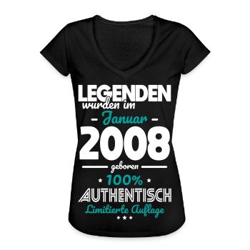 18. Geburtstag - Legenden wurden im Januar 2008 - Frauen Vintage T-Shirt - Schwarz - Vorne - Danielle (179cm)