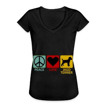 Chien de chasse allemand Terrier Peace Love - T-shirt vintage Femme - noir - Devant - Danielle (179cm)