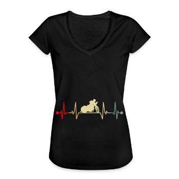 Speedway Motorrad Rennfahrer Herzschlag Vintage - Frauen Vintage T-Shirt - Schwarz - Vorne - Danielle (179cm)