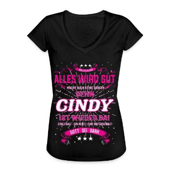 Cindy Design, alles wird gut - Frauen Vintage T-Shirt - Schwarz - Vorne