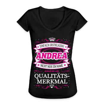 Qualitätsmerkmal Andrea einfach Erstklassig Outfit - Frauen Vintage T-Shirt - Schwarz - Vorne - Danielle (179cm)