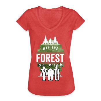 Tree Camping Survival Forest Outdoor Hiking - Women's Vintage T-Shirt - heather red - Front - Danielle (179cm)