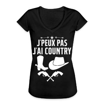 Je Peux Pas J'ai Country Cowboy Western Cadeau - T-shirt vintage Femme - noir - Devant - Danielle (179cm)