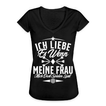 Dart Trikot Darts Geschenk Dartspieler Zubehör Fun - Frauen Vintage T-Shirt - Schwarz - Vorne - Danielle (179cm)